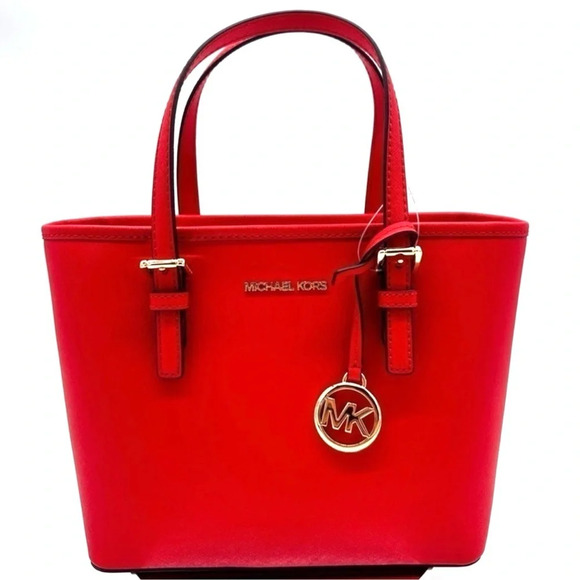 Michael Kors Jet Set Travel Extra-Small Top Zip Tote Bag Sangria Red - Picture 1 of 9